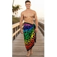 thumbnail image 5 of HAPPY BAY Men's Pareo Swim Trunk Surfing Sarong LGBTQ Pride Rainbow Stripe Long Beach Wrap One Size Neon, Abstract Summer Vacation Aloha, 5 of 5