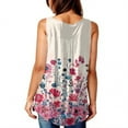 thumbnail image 3 of Xyxonk Tops for Women Plus Size V Neck Sleeveless Tank Tops Blouses Casual Flowy Pleated Floral Printed Tops To Wear with Leggings Red 5XL, 3 of 4