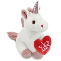 DolliBu I Love You Plush Super Soft White Unicorn - Cute Stuffed Toy Unicorn with Red Heart Plush for Valentines, Anniversary, Romantic Date, Boyfriend, or Girlfriend Gift - 9 Inches