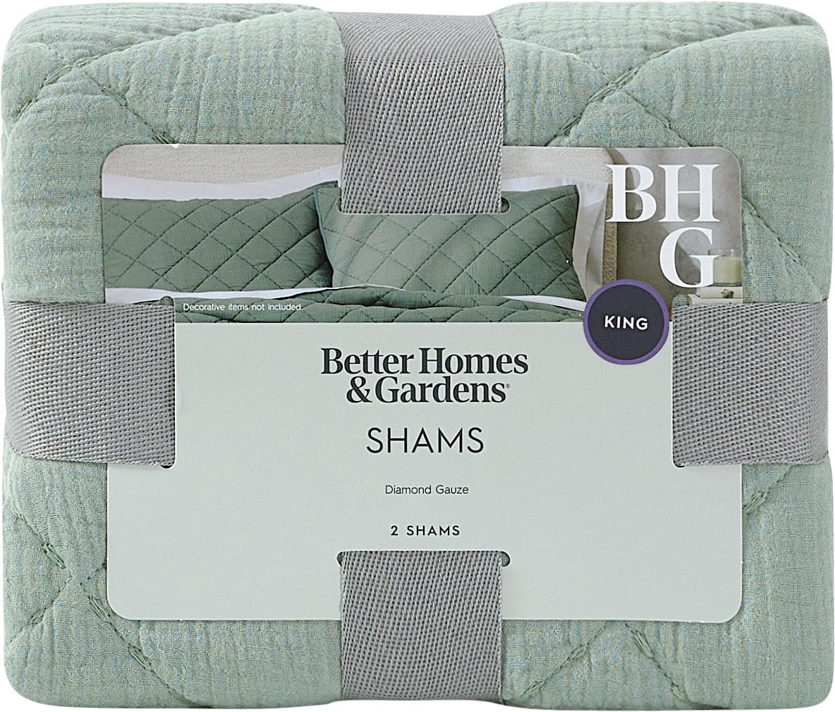 Better Homes & Garden Diamond Gauze Sham, Sage, King, 2 count