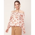 thumbnail image 2 of Moomaya Printed Off-Shoulder Tops, Womens Smocked Full Sleeve Casual Vacation Top, 2 of 9