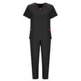 thumbnail image 4 of BiZtdJrK Scrubs Medical Uniform for Women Casual Short Sleeve V Neck Scrub Tops and Trousers 2 Piece Sets Solid Color Work Outfits Black XXL Hoy Oferta Flash, 4 of 6