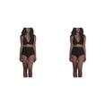 thumbnail image 1 of Naiovety Conjunto de traje de baño dividido para mujer Traje de baño sin mangas de color sólido Ropa de playa Negro M Negro XL 2piezas, 1 of 6