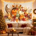 thumbnail image 3 of Cornucopia Among Pumpkins and Candles, Cozy Illustration for Food Lovers, Autumn Table Decor, Thanksgiving Hostess Gift, Tapestry Wall Hanging for Dining Room and Kitchen, 3 of 7