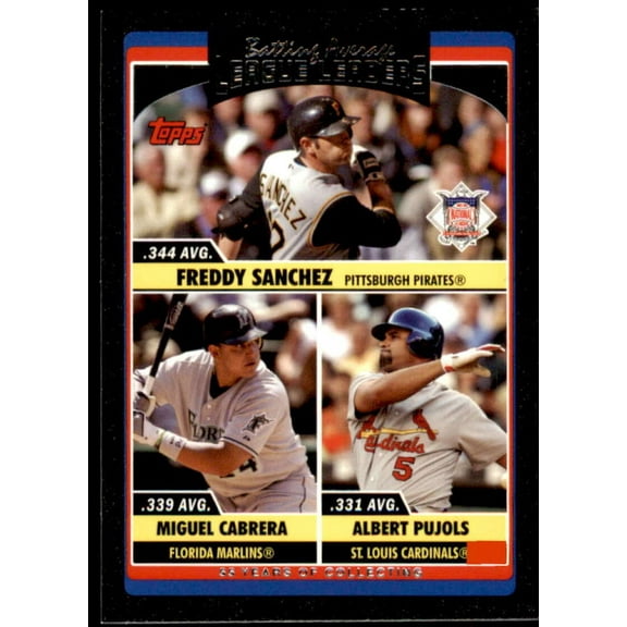 Freddy Sanchez/Miguel Cabrera/Albert Pujols Card 2006 Topps Update Black #UH211
