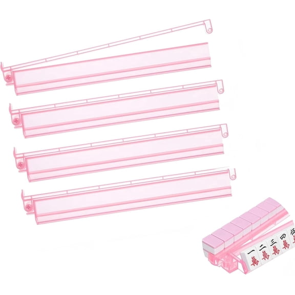 4PCS Mahjong Racks with Pushers, Acrylic Majiang Tile Holder, Mahjong Racks Accessories Ideal for Party Game and Gifts