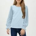 thumbnail image 3 of breaise Girls Puff Long Sleeve Shirts Chiffon Swiss Dot Blouses Casual Crew Neck Top Tee, 3 of 6