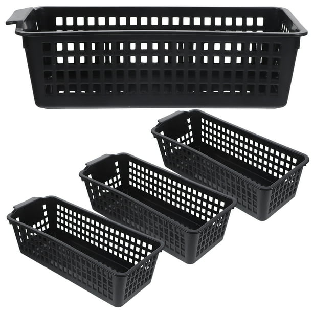 4pcs Cesta de almacenamiento de plástico Organizador de escritorio Organizador de canasta Cesta de plástico Bins de almacenamiento