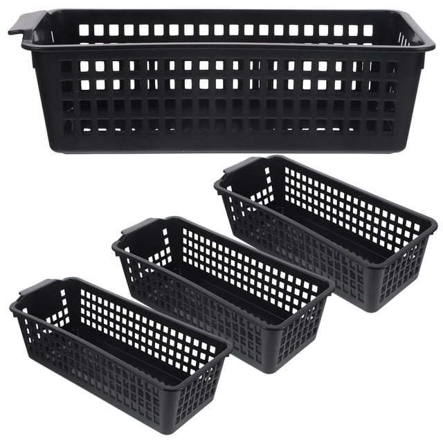 4pcs Cesta de almacenamiento de plástico Organizador de escritorio Organizador de canasta Cesta de plástico Bins de almacenamiento