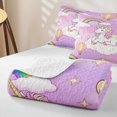 thumbnail image 4 of Metsweet Cartoon Unicorn Twin Quilt Set, Kawaii Rainbow Stars Print Twin Coverlet Set, 4 of 7