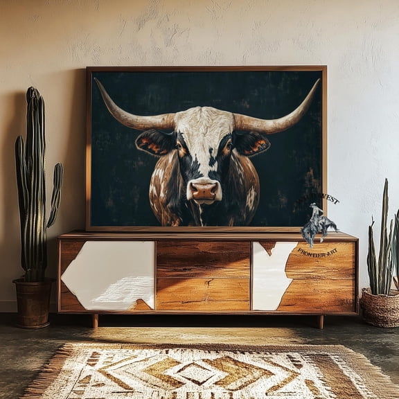Texas Longhorn Bull Poster, Vintage Western Ranch Art Home Decor #2955, Unframed Poster Size 8x12