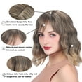 thumbnail image 3 of MORICA Curly Bob Wig with Bangs 12 inch Short Wavy Grey Blonde Wigs for Women Bang Wig Synthetic Wigs with Bangs, 3 of 8