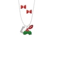 thumbnail image 2 of Delight Jewelry Silvertone Crystal Initial - L - Christmas Kiss Charm Necklace and Stud Earrings, 2 of 4