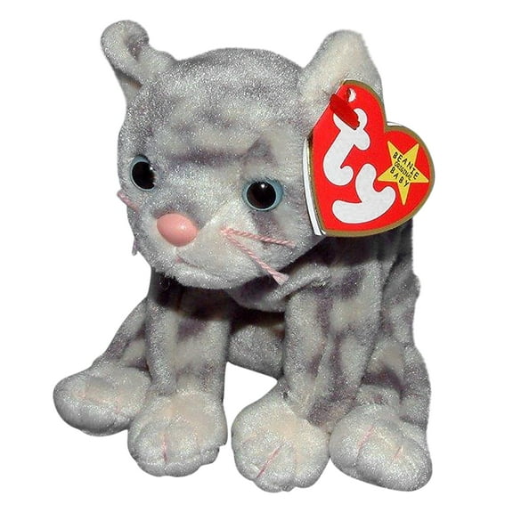 TY Beanie Baby - SILVER the Cat (5.5" Plush)(BONUS ONE RANDOM TY ERASER)