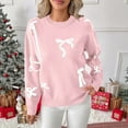 thumbnail image 2 of FRSASU Chandail d'Hiver pour Femmes à Manches Longues Col Rond Tricoté Grande Taille Mignon avec Nœud Rose TG(TG), 2 of 8