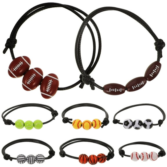 Soimiss 8Pcs Soccer Bracelet Charms Assorted Color Adjustable Sports Jewelry for Mothers for Fan Gear