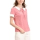 thumbnail image 4 of INSPIRAR CHIC Blusas de manga corta con cuello de muñeca en contraste y lunares S Rosa, 4 of 6