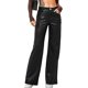thumbnail image 2 of Pantalones de piel sintética para mujer, pantalones rectos de cintura alta de PU con bolsillos, 2 of 5