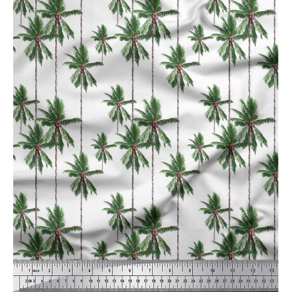 Soimoi Rayon Fabric Palm Tree Shirting Decor Fabric Printed Yard 42 Inch Wide