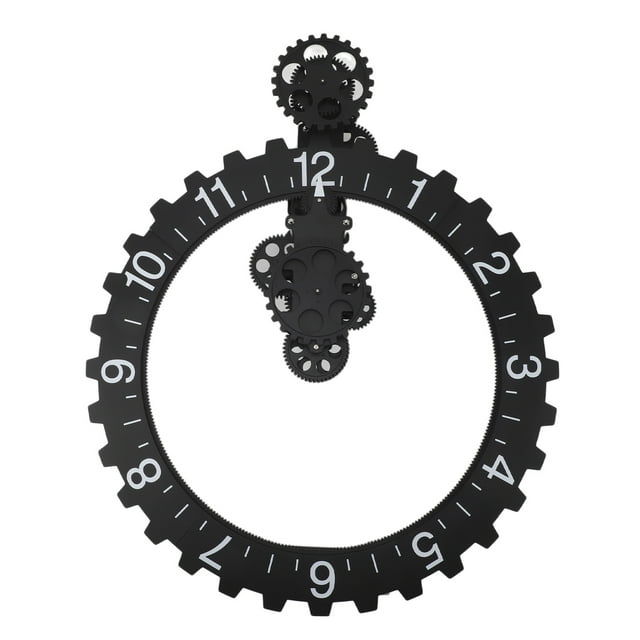 Relaj de Pared Con Engranjes Móviles Reales, Relaj de Pared Grande Negro, relocejes Industriales Rústicos Vintage de Gran Tamamo para Decoración para Sala de Estar