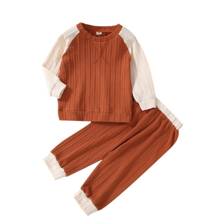 

Yinyinxull Infant Baby Boys Knitted Outfits Long Sleeve Ribbed Sweater Pants 2Pcs Fall Winter Clothes Brown 6-9 Months