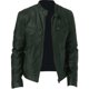 thumbnail image 1 of Chaqueta de cuero sintético con bolsillo decorativo y cremallera cálida para caballero de invierno, chaqueta de cuero de corte entallado y cuello vertical, 1 of 6