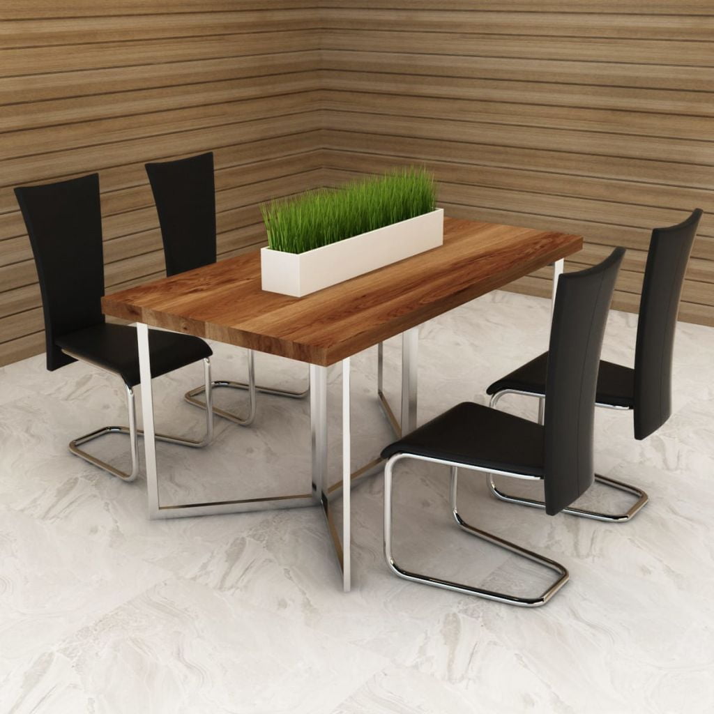 Kepooman Modern Faux Leather Kitchen Chair with Cutout Back, Set of 4, Black Kepooman Modern Faux Leather Kitchen Chair with Cutout Back, Set of 4, Black