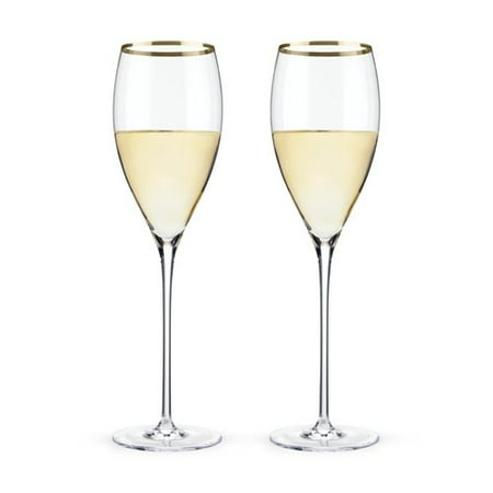 Rim White Wine - Clear Wine Glasses, Gold Rimmed Crystal Insulated White Wine Glasses, Set Of 2