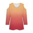 thumbnail image 4 of WZXFASHION Hauts pour Femmes à Manches 3/4 2025 Printemps Col Décontracté Tunique Imprimée T-Shirts à Manches Trois Quarts Hauts pour Femmes à 50 % de Rabais Liquidation T-shirt à Manches Longues pour Femme, 4 of 7