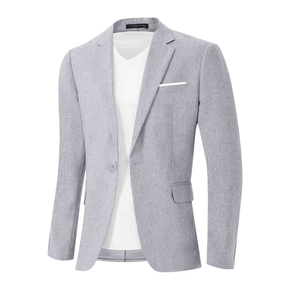 KeShDi Dress Jackets for Men Sport Coat Suit Jacket Slim Business One Button Gray S