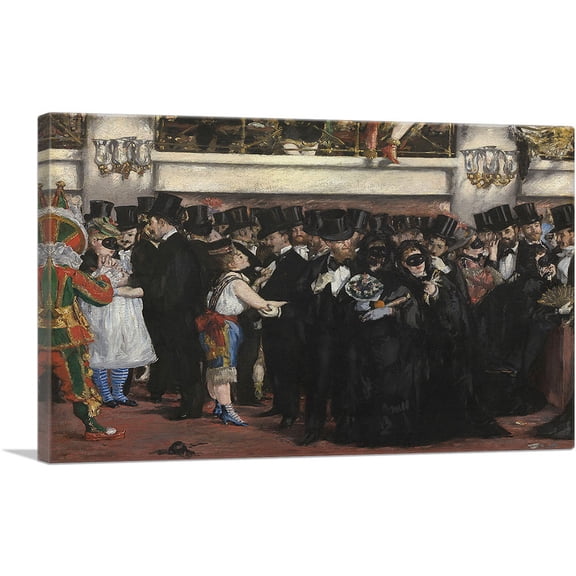 ARTCANVAS Masked Ball at the Opera 1873 Canvas Art Print by Edouard Manet - Size: 18" x 12" (0.75" Deep)