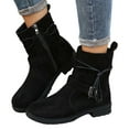 thumbnail image 5 of Women's Ankle Boots - Oversized Square Toe Suede Short Work Boots with Side Zipper and Round Toe, 5 of 7