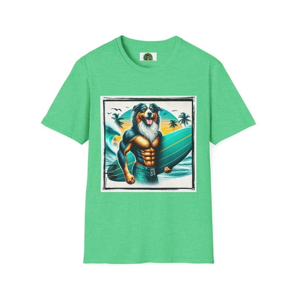 Australian Shepherd Turquoise Surf Board Beach Dog