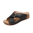 thumbnail image 2 of Zefriona Women's Casual Wedge Sandals Slip On Adjustable Buckle Comfortable Summer Beach Slides Black Size 5.5, 2 of 9