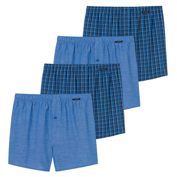 SCHIESSER Calzoncillos bóxer tejidos para hombre, paquete de 4 - pantalones, algodón Azul 4XL (XXXX-Large)