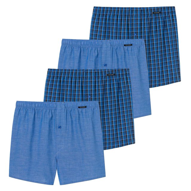 SCHIESSER Calzoncillos bóxer tejidos para hombre, paquete de 4 - pantalones, algodón Azul 4XL (XXXX-Large)