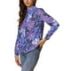 thumbnail image 4 of Camisa de mujer de botones INSPIRE CHIC con estampado floral, de manga larga, cuello puntiagudo, top de oficina, color púrpura, 4 of 5