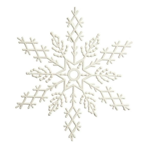 Pemberly Row 8" White Plastic Glitter Snowflake Christmas Ornaments (Set of 12)