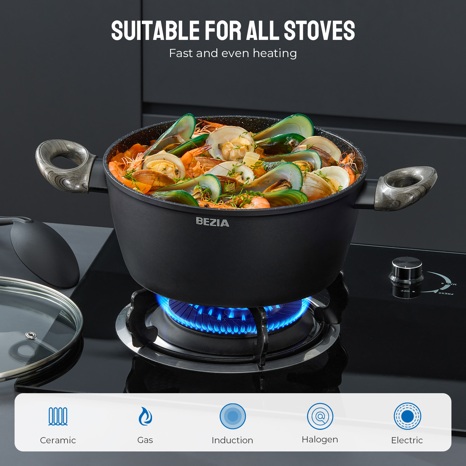 15-Piece Induction Cookware Set, Dishwasher Safe Pots and Pans, Compatible with All Stoves, Aluminum