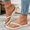 thumbnail image 3 of Rokment Women's Men's Thick Sole Flip Flops Non-Slip Cushioned Beach Pool Water Slide Sandals Comfortable Orthopedic Summer Thong Slippers Beige Size 6, 3 of 7
