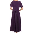 thumbnail image 2 of Sakkas Hailey Cap Sleeve Caftan Long Embroidered Stonewashed Dress - Purple - S/M, 2 of 5