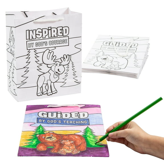 Fun Express 7 1/4" x 9" Color Your Own Great North VBS Take Home Bags - 12 Pc.