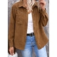 thumbnail image 4 of Asyoly Women Corduroy Velvet Shacket Long Sleeve Button Down Solid Color Shirt Jacket Blazer Jacket Trench Coat Decorative Rivets, 4 of 6