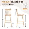 thumbnail image 5 of Dayalane Windsor Bar Stools Set of 2, 26" Farmhouse Wooden Counter Height Barstools with Spindle Back & Footrest, Armless Kitchen Island Stools for Bistro, Pub, Breakfast Bar,Natural, 5 of 7