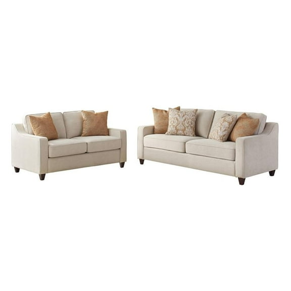 Christine Cushion Back Living Room Set Beige