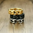 thumbnail image 3 of 7mm Silver/Gold/Black Hollow Chain Band Mens Stainless Steel Punk Ring Size 7-12, 3 of 9