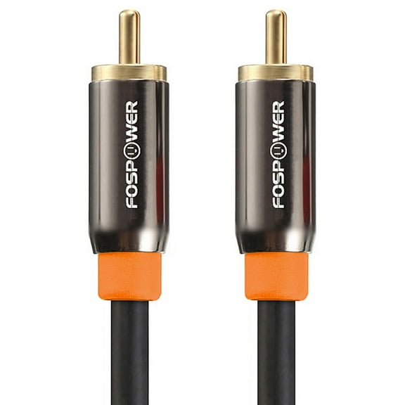 FosPower [6 feet] Digital Audio Coaxial Cable [24K Gold Plated Connectors] Premium S/PDIF RCA Male to RCA Male for Home Theater, HDTV, Subwoofer, Hi-Fi Systems