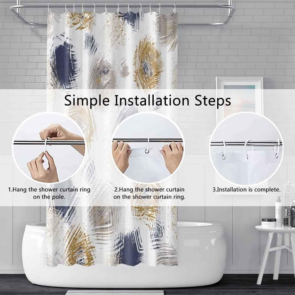 Yellow Shower Curtain for Bathroom Abstract Yellow Gray Watercolor Shower Curtain Set with Hooks Contemporary Oil Panting Fabric Waterproof Shower Curtains 84x84inches