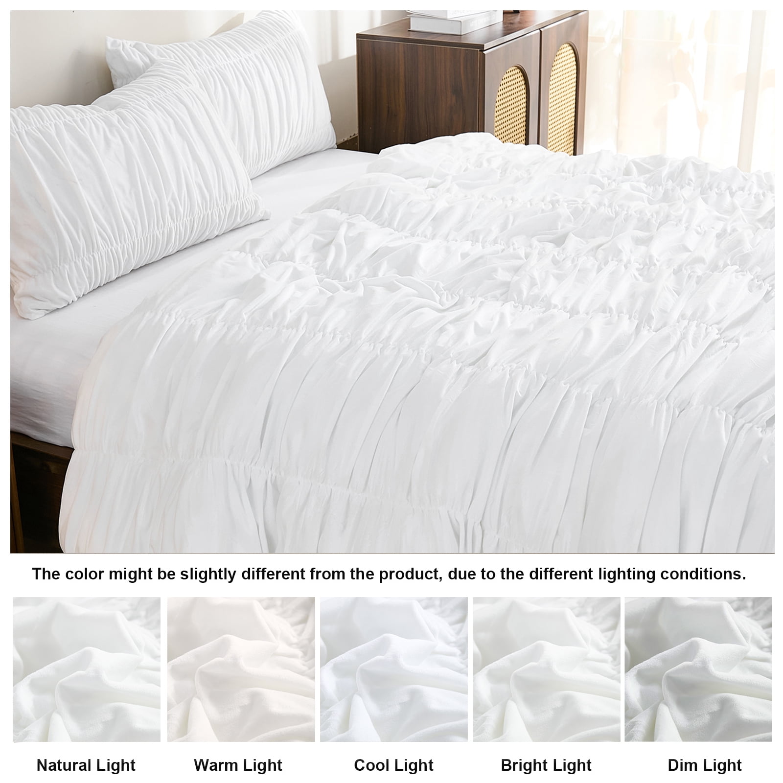 Luxury Velvet Comforter Set Queen Size,Boho Shabby Chic Ruched Bedding Comforter,Aesthetic Vintage Bedding Fluffy Ruffle Comforter Set,Ultra Soft Velvet Chenille Quilt Set,Vintage Ruffled Velvet Plus
