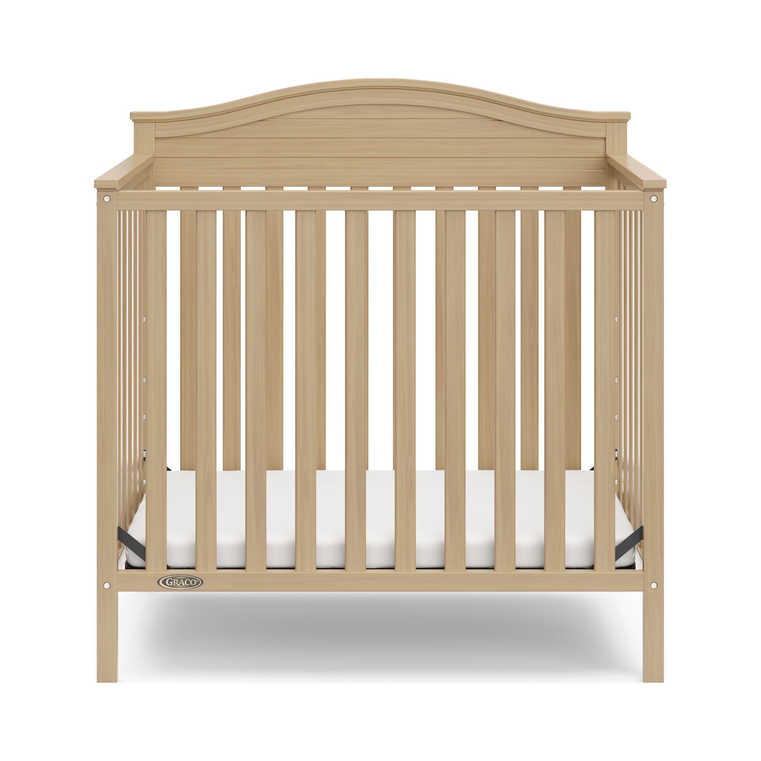 Graco Stella 4-in-1 Convertible Baby Mini Crib with Mattress, Driftwood